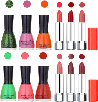 

Aroma Care Wholesale Rate Combo of Nail Polish and Rythm Lipstick 058(Set of 12)