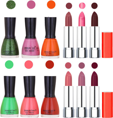

Aroma Care Wholesale Rate Combo of Nail Polish and Rythm Lipstick 039(Set of 12)