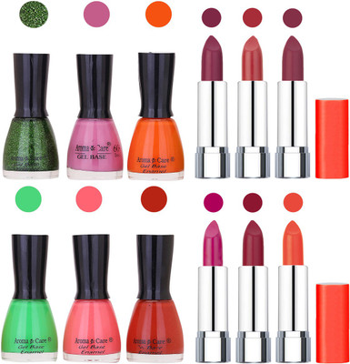 

Aroma Care Wholesale Rate Combo of Nail Polish and Rythm Lipstick 037(Set of 12)