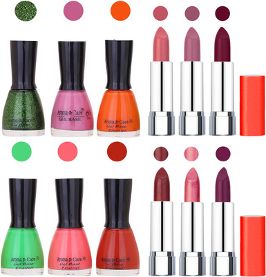 

Aroma Care Wholesale Rate Combo of Nail Polish and Rythm Lipstick 051(Set of 12)
