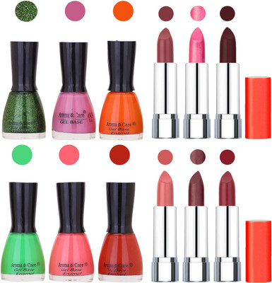 

Aroma Care Wholesale Rate Combo of Nail Polish and Rythm Lipstick 043(Set of 12)