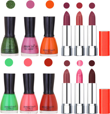 

Aroma Care Wholesale Rate Combo of Nail Polish and Rythm Lipstick 031(Set of 12)