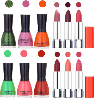

Aroma Care Wholesale Rate Combo of Nail Polish and Rythm Lipstick 006(Set of 12)