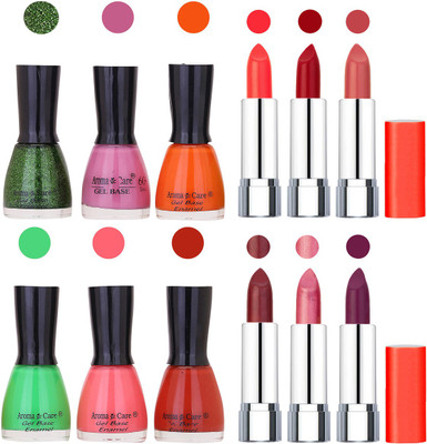 

Aroma Care Wholesale Rate Combo of Nail Polish and Rythm Lipstick 060(Set of 12)