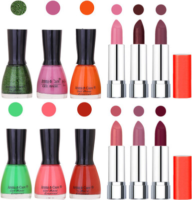 

Aroma Care Wholesale Rate Combo of Nail Polish and Rythm Lipstick 015(Set of 12)