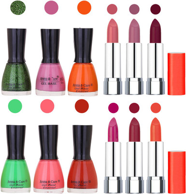 

Aroma Care Wholesale Rate Combo of Nail Polish and Rythm Lipstick 050(Set of 12)