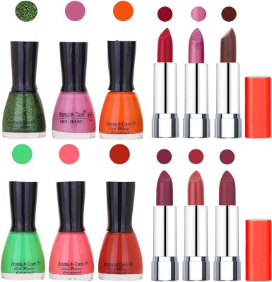 

Aroma Care Wholesale Rate Combo of Nail Polish and Rythm Lipstick 022(Set of 12)