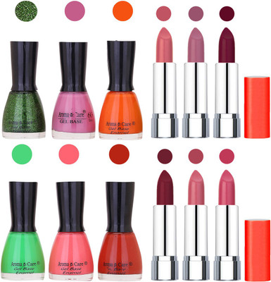 

Aroma Care Wholesale Rate Combo of Nail Polish and Rythm Lipstick 048(Set of 12)