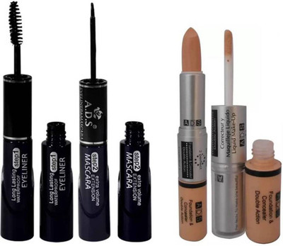 

ADS Eyeliner - Mascara and Foundation & Concealer Double Action(Set of 1)