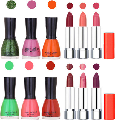 

Aroma Care Wholesale Rate Combo of Nail Polish and Rythm Lipstick 056(Set of 12)