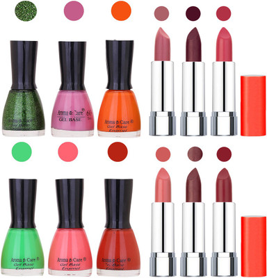 

Aroma Care Wholesale Rate Combo of Nail Polish and Rythm Lipstick 009(Set of 12)