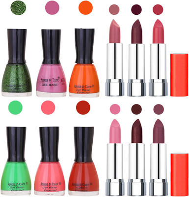 Aroma Care Wholesale Rate Combo of Nail Polish and Rythm Lipstick 001(Set of 12)