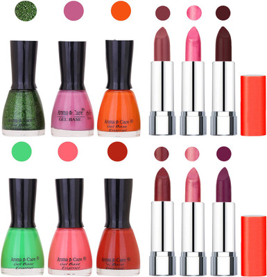 

Aroma Care Wholesale Rate Combo of Nail Polish and Rythm Lipstick 045(Set of 12)