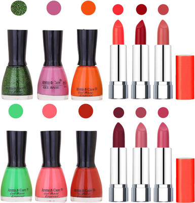 

Aroma Care Wholesale Rate Combo of Nail Polish and Rythm Lipstick 057(Set of 12)