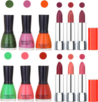 

Aroma Care Wholesale Rate Combo of Nail Polish and Rythm Lipstick 033(Set of 12)