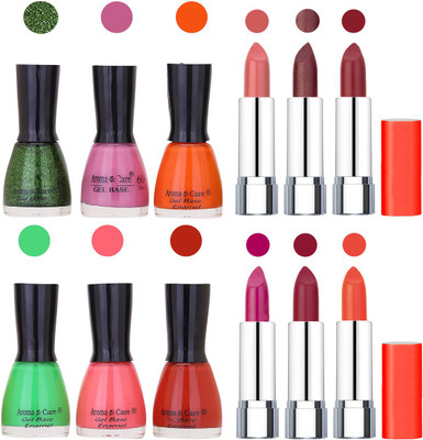 

Aroma Care Wholesale Rate Combo of Nail Polish and Rythm Lipstick 064(Set of 12)