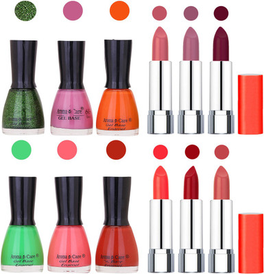 

Aroma Care Wholesale Rate Combo of Nail Polish and Rythm Lipstick 047(Set of 12)
