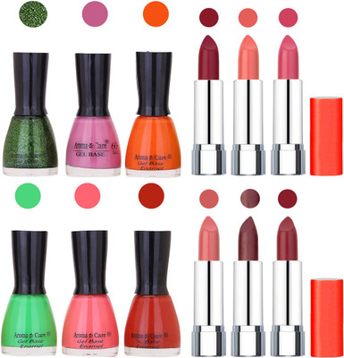 

Aroma Care Wholesale Rate Combo of Nail Polish and Rythm Lipstick 054(Set of 12)