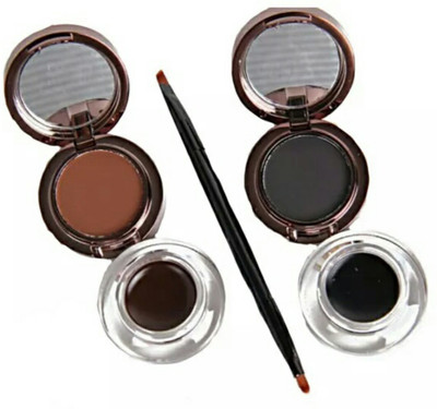 

Menow Black and Brown Eyebrow Powder and Eyeliner Gel With Brush Combo(Set of 2)