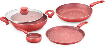 

Ideale Sparkle Induction Bottom Cookware Set(Aluminium, 5 - Piece), Red