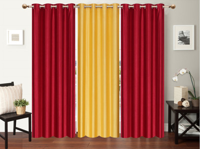 

Furnishing Zone 274 cm (9 ft) Polyester Long Door Curtain (Pack Of 3)(Plain, Maroon, Yellow)
