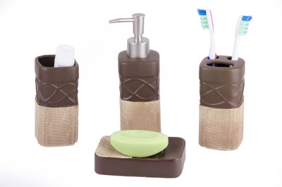 

Chrome 2403 Brown & Beige Ceramic Bathroom Set
