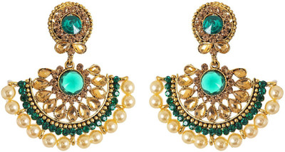 SUBHARPIT Moon Desinger GRN Cubic Zirconia, Crystal Metal Drops & Danglers