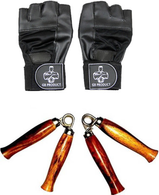 

GB Top Grade glove & Wooden Hand Grippers Gym & Fitness Kit