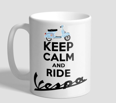 

The Mugs Ride Vespa Ceramic Mug(330 ml), White