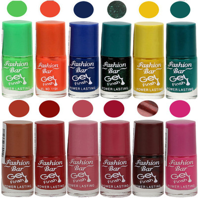 

Fashion Bar Exclusive Color Range Nail Polish Set of 12 Green, Orange, Blue, Brown, Pink, Yellow(Pack of 12)