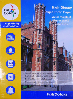 

Full Colors High Glossy Series Inkjet Paper A3 A3 Paper(Set of 1, White)