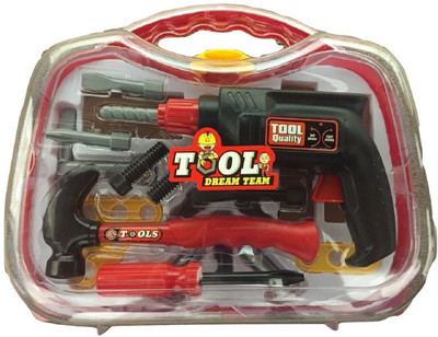 RIANZ 22 Piece Toy Builder Tool Kit Play Set Portable Folding Workshop with Drill
