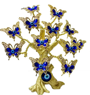 

Starstell Feng Shui Golden Butterfly Evil Eye Decorative Tree For Protection Wealth and Achievement Good luck Decorative Showpiece - 20 cm(Polyresin, Multicolor)