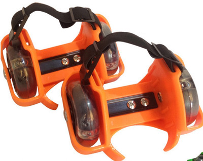 

Gubbarey Luminous wheels kids roller skates shoes Quad Roller Skates - Size free UK(Orange)