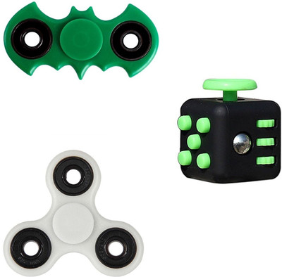 

VibeX ® Fidget Set - Fidget Cube, Tri-Spinner, and Batman Spinner(Multicolor)