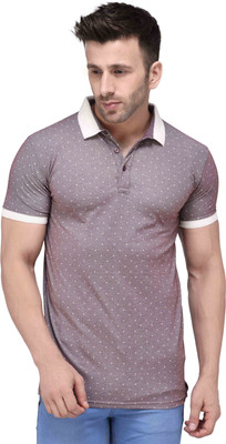 

Tinted Polka Print Men's Polo Neck Maroon T-Shirt