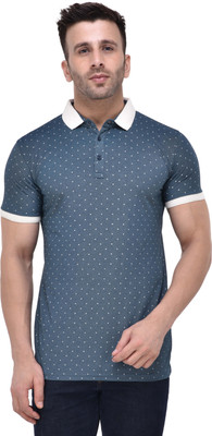 

Tinted Polka Print Men's Polo Neck Dark Green T-Shirt, Turquish