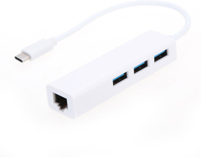 

Smart Tech USB 3.1 Type C to RJ45 Ethernet3 Port HUB Adapter Cable USB Adapter(White)