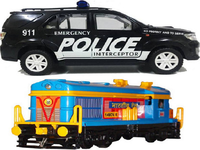 

MN OVERSEAS Police Car with Locomotive Engine for kids(Multicolor)