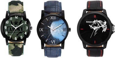 AMSER Combo Set Of Three Stylish Watch  - For Men   Watches  (Amser)