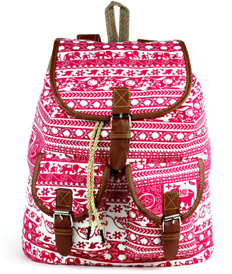 

RAMPOSH Women Canvas Printed Backpack 15 L Backpack(Pink)