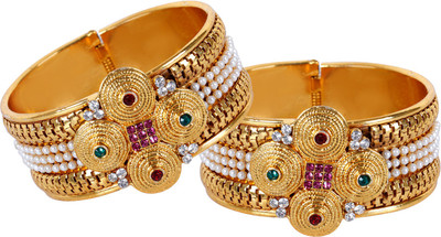 STYYLO FASHION Alloy Cubic Zirconia Gold-plated Bangle Set(Pack of 2)