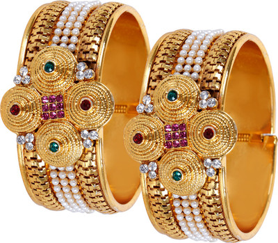 Styylo Jewels Alloy Cubic Zirconia Gold-plated Bangle Set(Pack of 2)