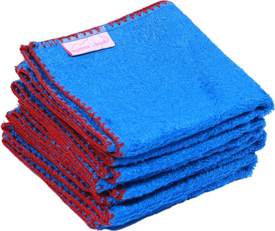 

Mumma's Touch Cotton 400 GSM Bath Towel(Pack of 4, Blue), Royal blue - red border