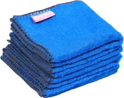 

Mumma's Touch Cotton 400 GSM Bath Towel(Pack of 4, Blue), Royal blue - grey border