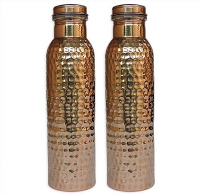 fashion prani JOINT LESS HAMMERED COPPER BOTTLE 1000 ml Bottle(Pack of 2, Brown, Copper)