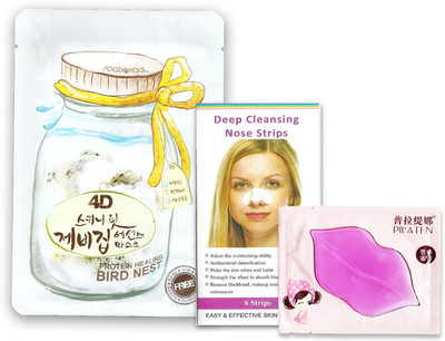 Food aholic Bird nest 4D mask With nose strip and lip mask(Set of 8)