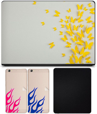 

FineArts 4in1 Premium Quality, HD, UV Printed, Laminated, Protected, Bubble Free, Scratchproof, Washable, Easy to Install Laptop Skin/Sticker/Vinyl/Cover for 13.1, 13.3, 14.1, 14.4, 15.1, 15.6 inches (em square) on 3M Vinyl with Mouse Pad and Two Piece Fi