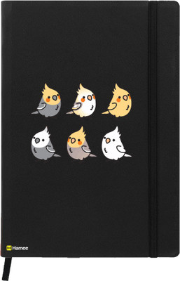 

Hamee A5 Notebook(Birds Theme Designer Printed Black Leather A5 Notebook - 200 pages, A5 size Whistle Bird, Black)