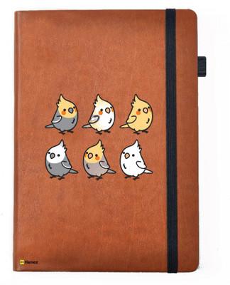 

Hamee A5 Notebook(Birds Theme Designer Printed Tan Brown Leather A5 Notebook - 200 pages, A5 size Whistle Bird, Brown)